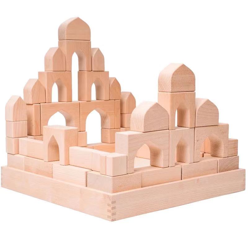 Large Wooden Block Building Set - Natural Arches Open ended wooden toy ...