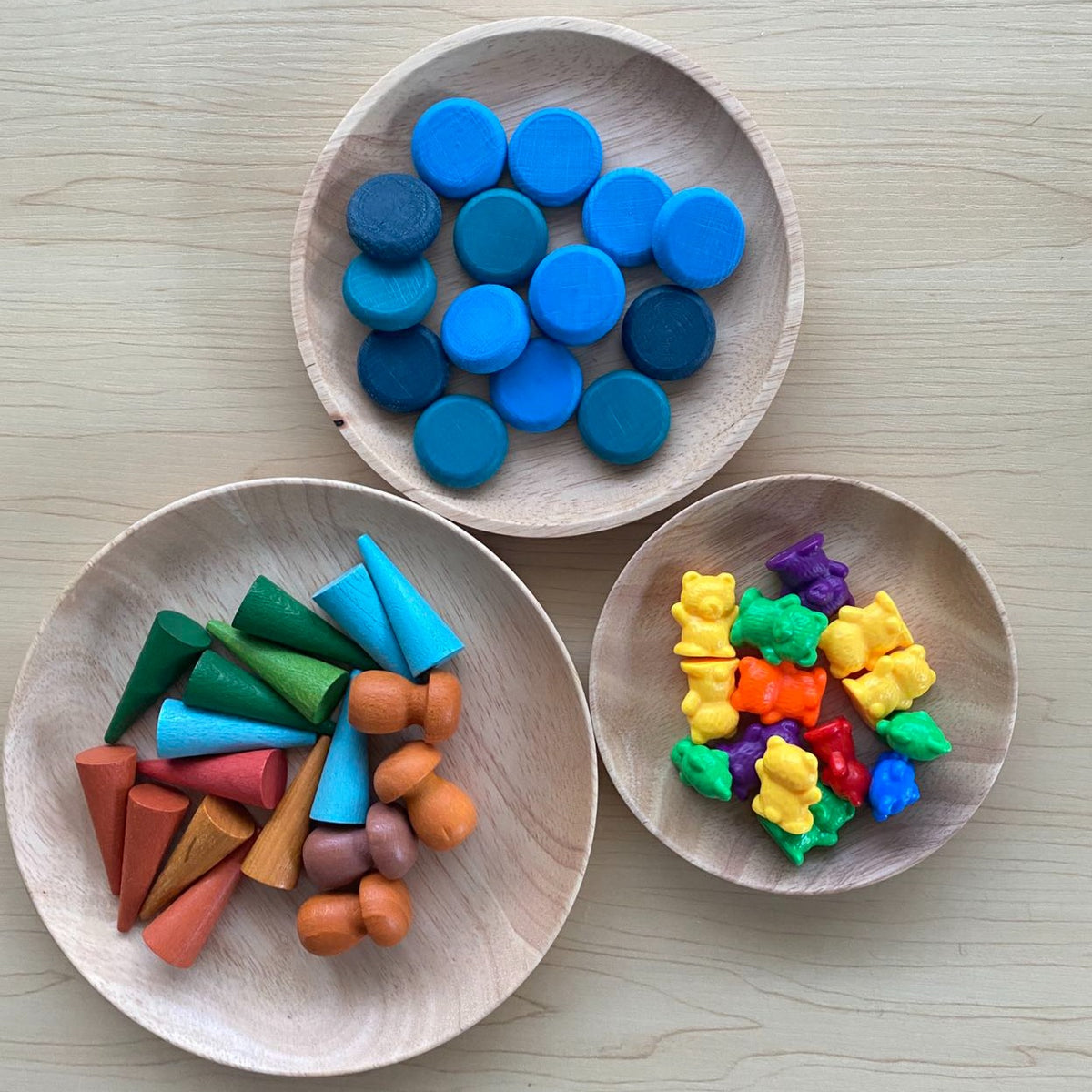 High Quality Wooden Sorting Plants Set of 3 Best Open Ended Wooden T