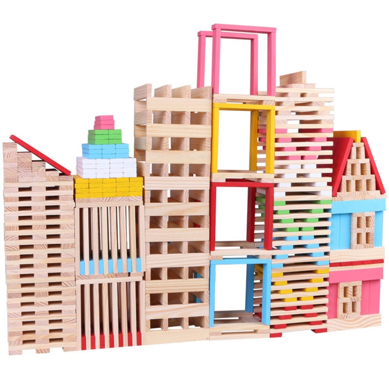 150 Pieces Wooden STEM Building Blocks - Best Open Ended Wooden Toys ...
