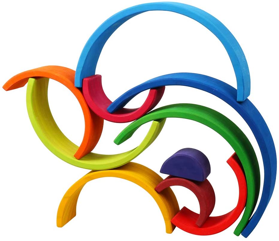 10 Piece Rainbow Wooden Stacking Toy Sunset Open ended wooden toys