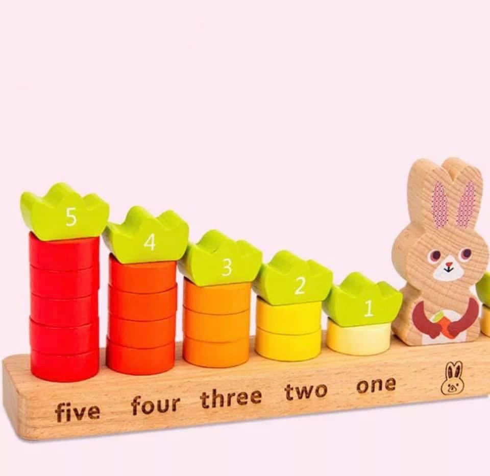 Wooden Rabbit Balance Counting Sorting Toys Math Games Number Learning ...