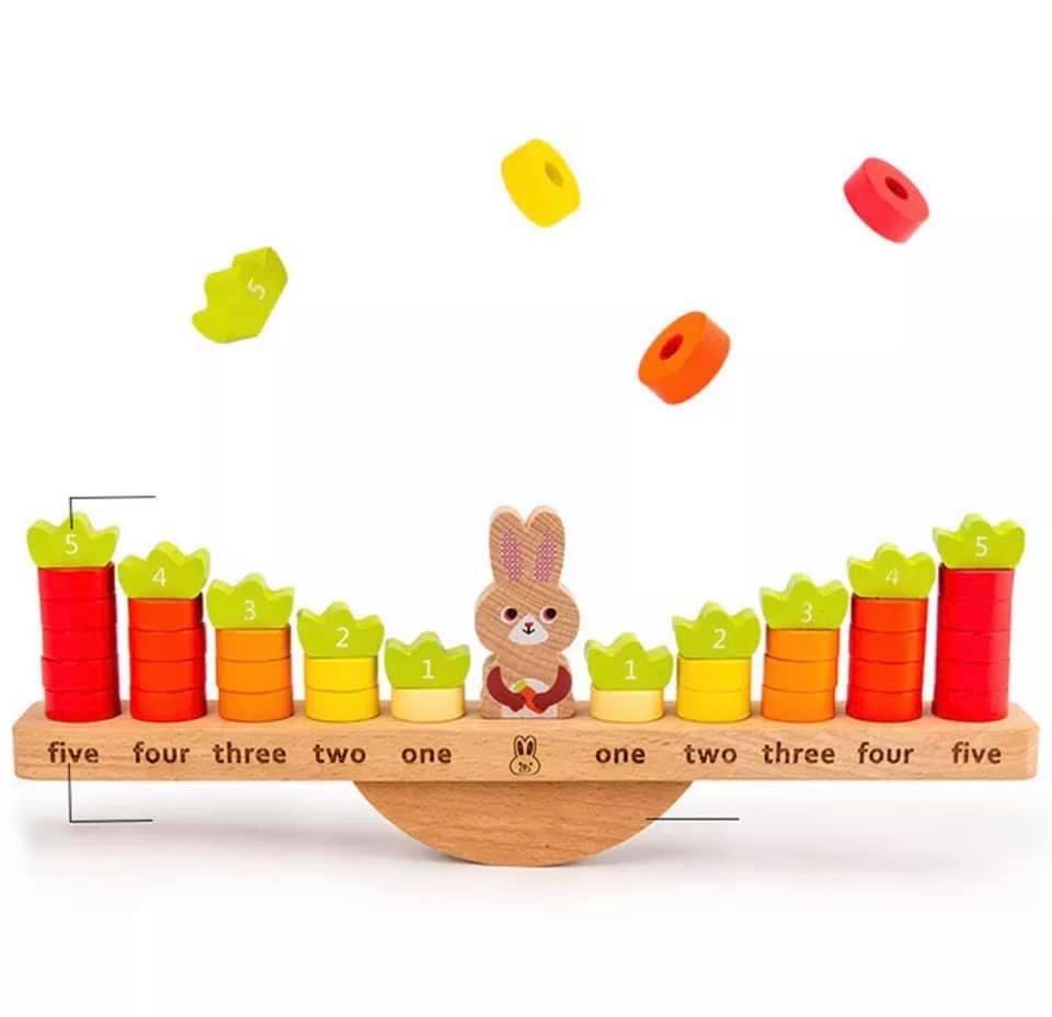 Wooden Rabbit Balance Counting Sorting Toys Math Games Number Learning ...